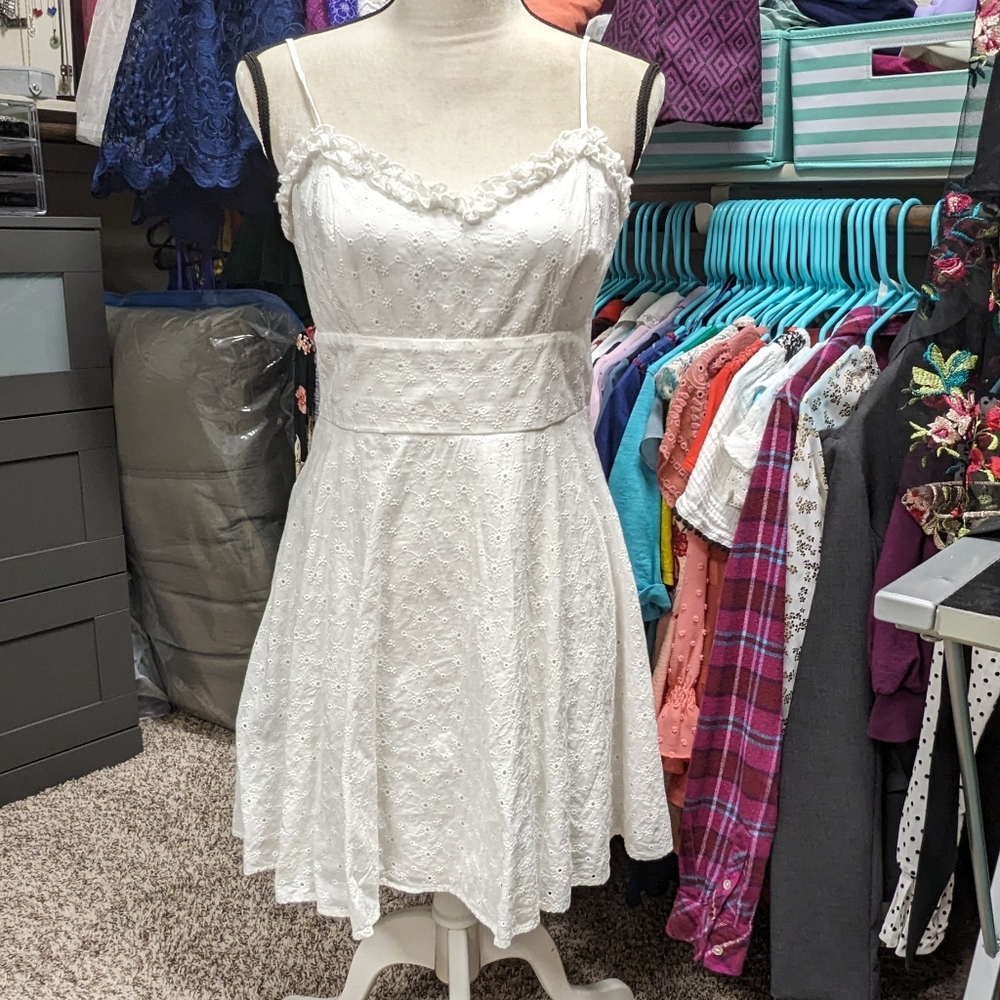 Altar'd State White Eyelet Embroidered Sundress Size M